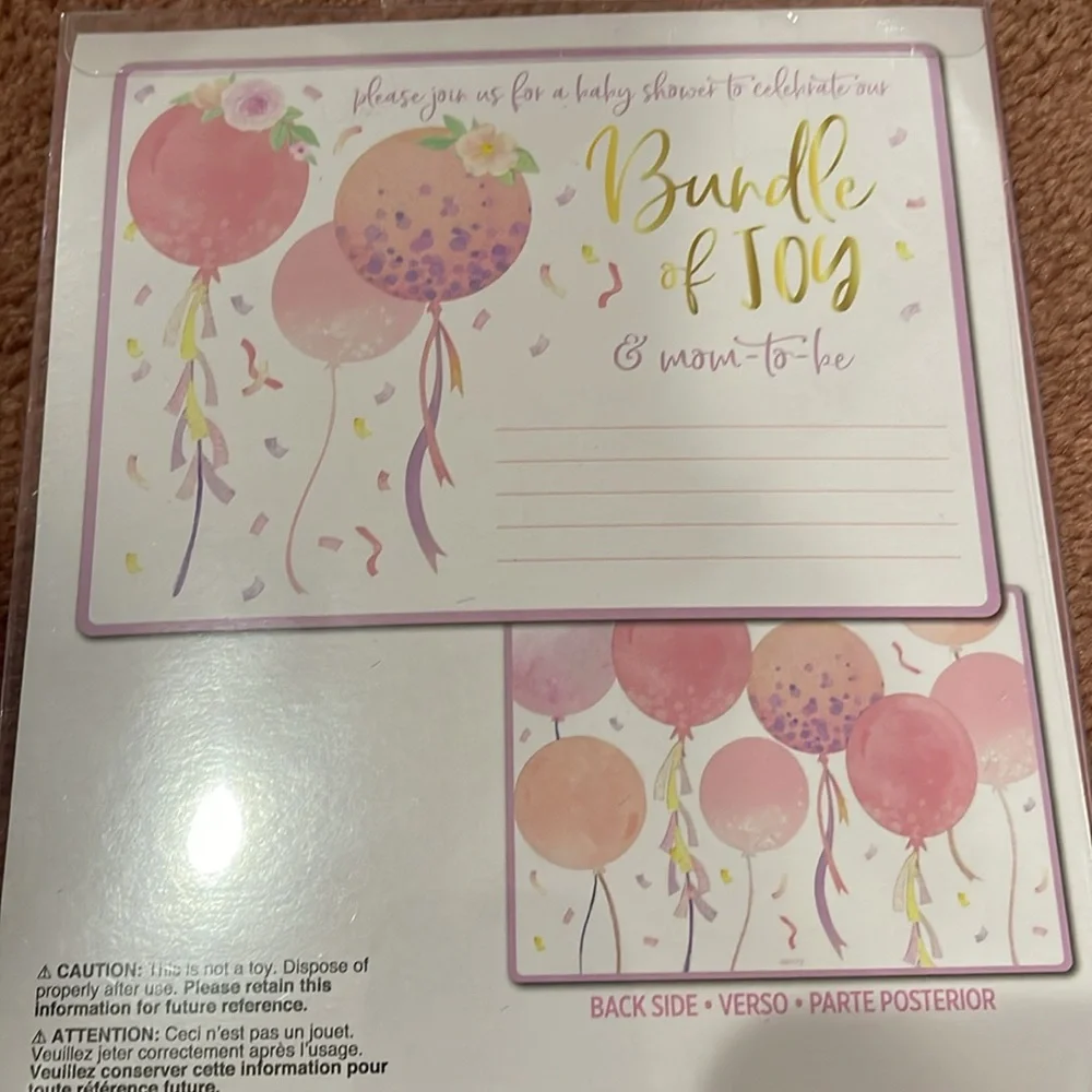 Bundle of Joy Baby Shower Invitations - Pink and Gold